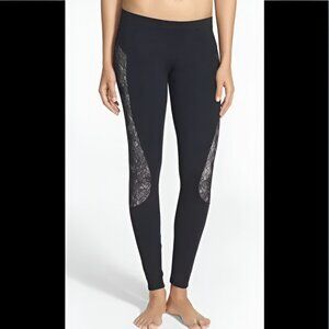 NWT SOLOW Pink Lace Black Stretch Sport Cropped Ankle Yoga Gym Pants Leggings XL